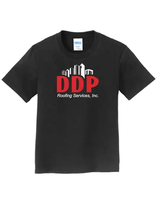 Youth Ring Spun Jet Black 4.5 oz T-Shirt w/DDP Roofing Services Logo