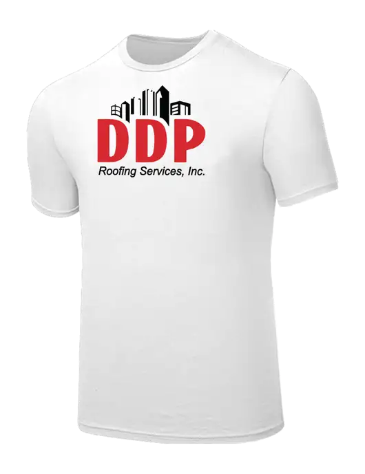 Seriously Soft White T-Shirt w/DDP Roofing Services Logo