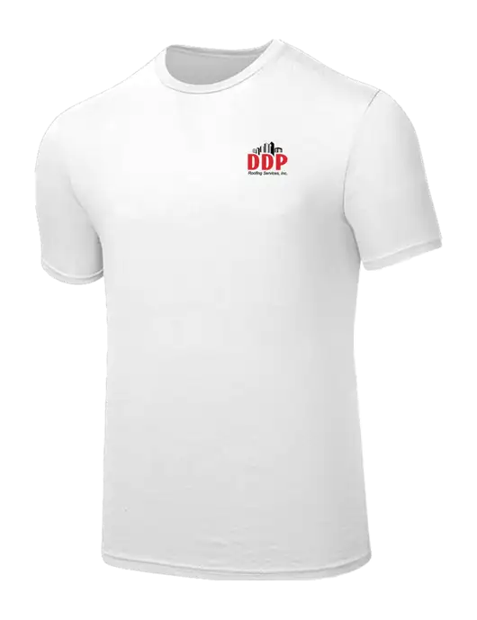 Seriously Soft White T-Shirt w/DDP Roofing Services Logo