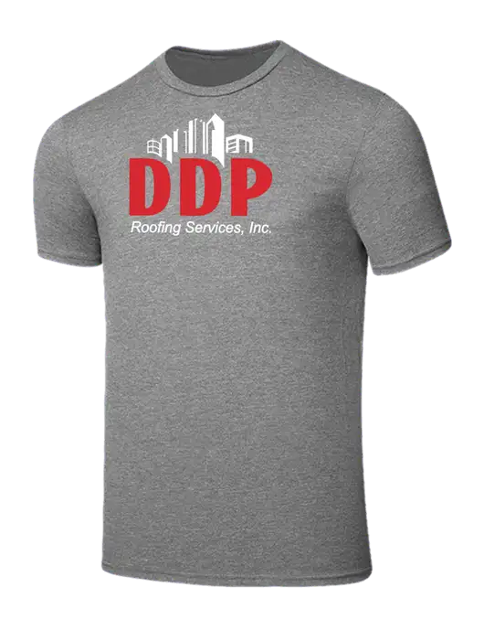 Seriously Soft Grey Frost T-Shirt w/DDP Roofing Services Logo