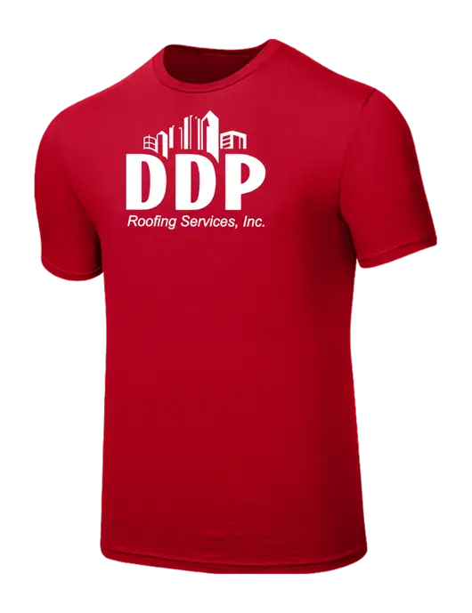 Seriously Soft Red T-Shirt w/DDP Roofing Services Logo