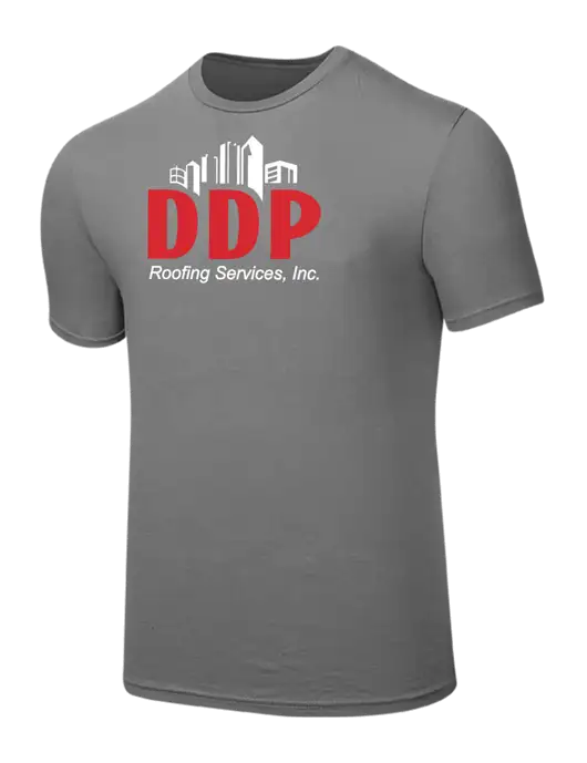 Seriously Soft Medium Grey T-Shirt w/DDP Roofing Services Logo