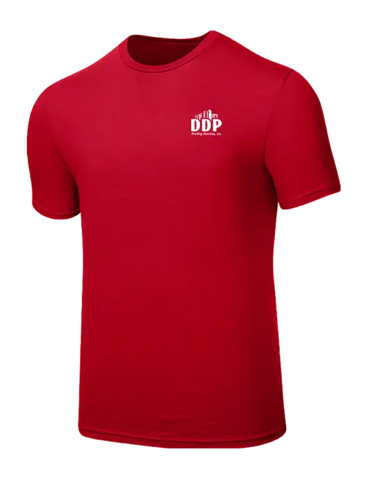 Seriously Soft Red T-Shirt w/DDP Roofing Services Logo