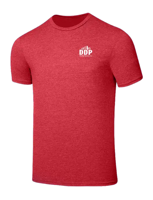 Seriously Soft Heathered Red T-Shirt w/DDP Roofing Services Logo
