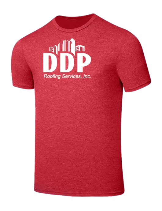 Seriously Soft Heathered Red T-Shirt w/DDP Roofing Services Logo