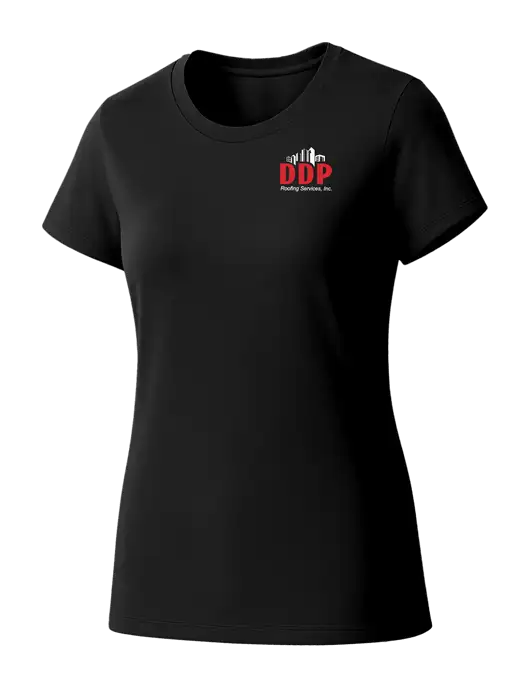 Womens Seriously Soft Black T-Shirt w/DDP Roofing Services Logo
