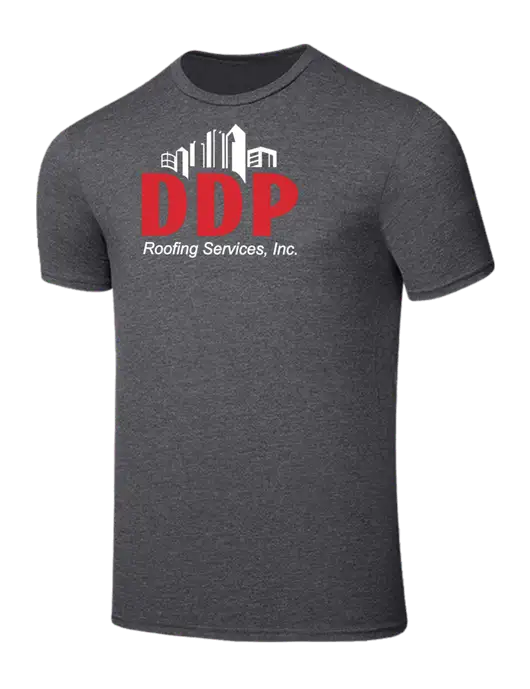 Seriously Soft Heathered Charcoal T-Shirt w/DDP Roofing Services Logo