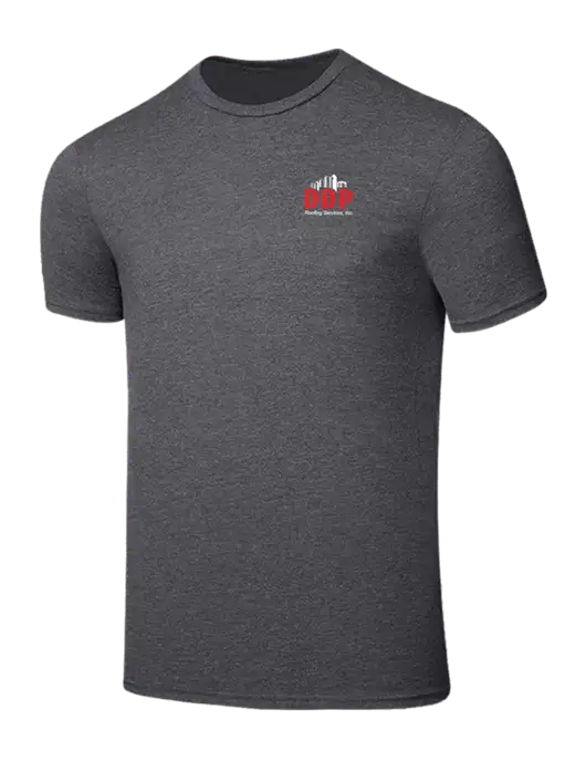 Seriously Soft Heathered Charcoal T-Shirt w/DDP Roofing Services Logo