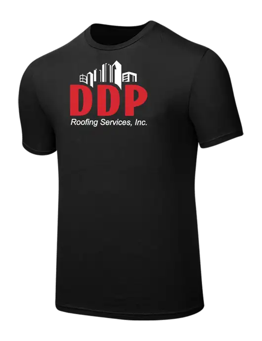 Seriously Soft Black T-Shirt w/DDP Roofing Services Logo