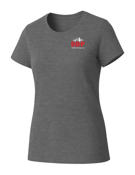 Womens Seriously Soft Grey Frost T-Shirt w/DDP Roofing Services Logo