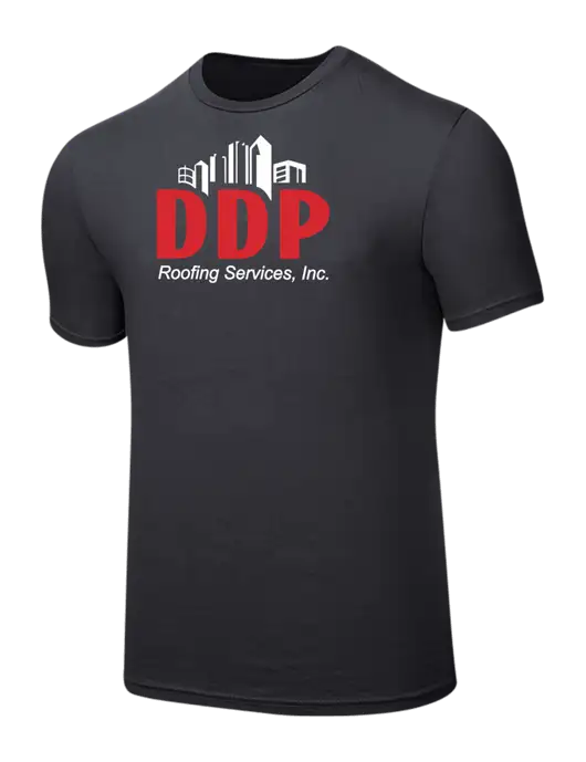 Seriously Soft Charcoal T-Shirt w/DDP Roofing Services Logo