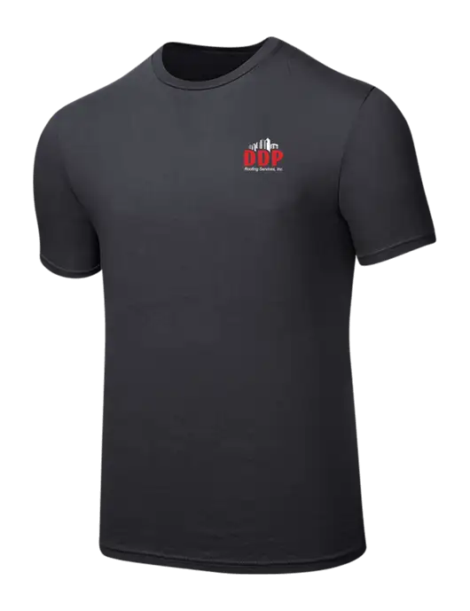 Seriously Soft Charcoal T-Shirt w/DDP Roofing Services Logo
