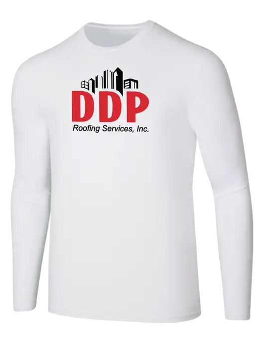 Seriously Soft White Long Sleeve T-Shirt w/DDP Roofing Services Logo