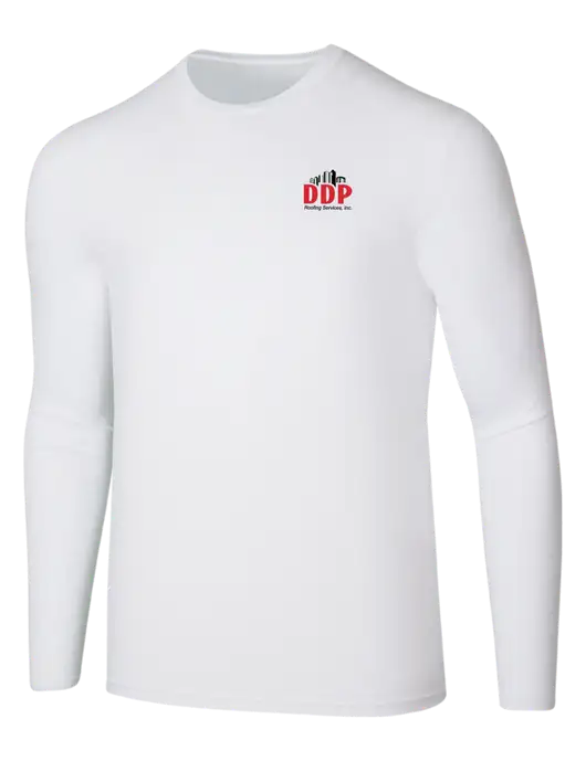 Seriously Soft White Long Sleeve T-Shirt w/DDP Roofing Services Logo