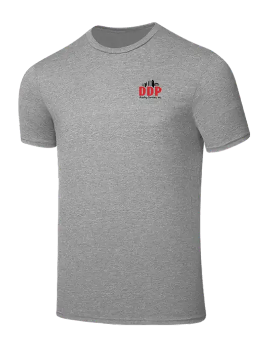 Seriously Soft Light Heather Grey T-Shirt w/DDP Roofing Services Logo
