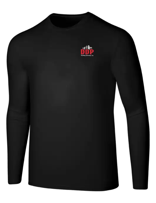 Seriously Soft Black Long Sleeve T-Shirt w/DDP Roofing Services Logo