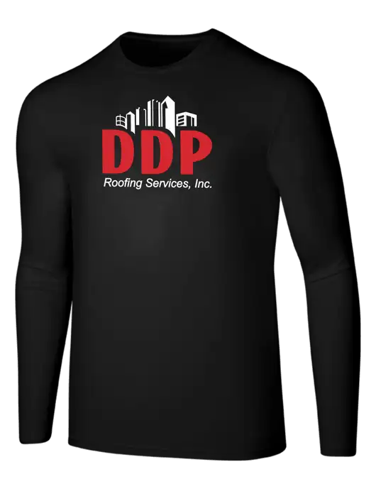 Seriously Soft Black Long Sleeve T-Shirt w/DDP Roofing Services Logo