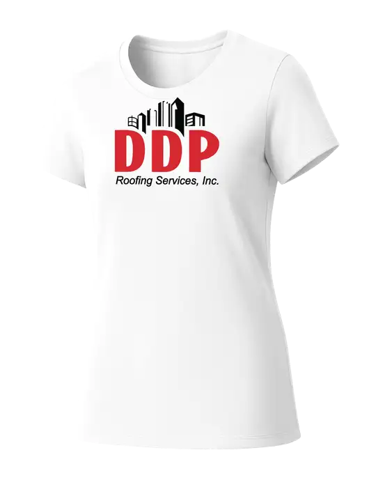 Womens Seriously Soft White T-Shirt w/DDP Roofing Services Logo