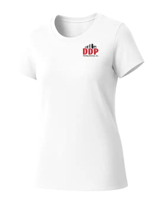 Womens Seriously Soft White T-Shirt w/DDP Roofing Services Logo