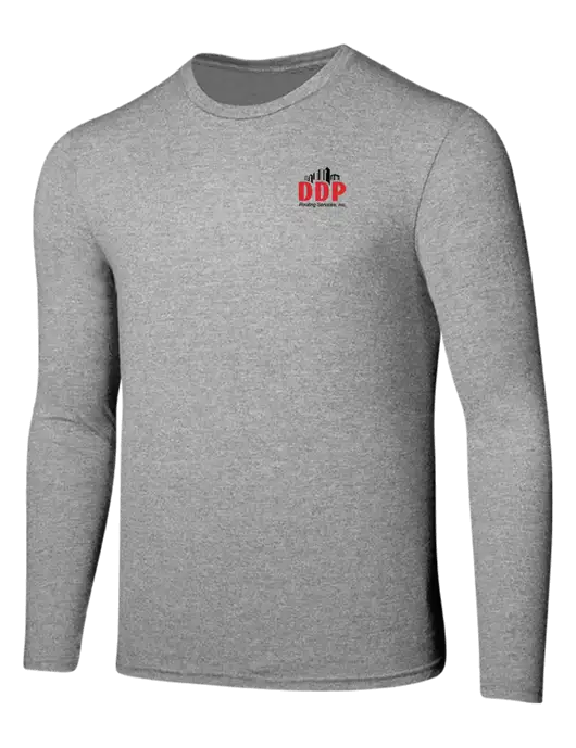 Seriously Soft Light Heathered Grey Long Sleeve T-Shirt w/DDP Roofing Services Logo