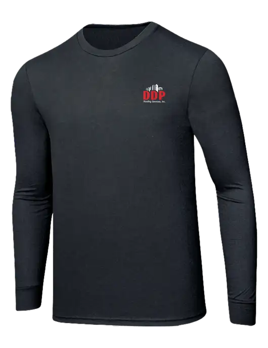 Simply Soft Long Sleeve Black Frost 4.5 oz, Poly/Combed Ring Spun Cotton T-Shirt w/DDP Roofing Services Logo