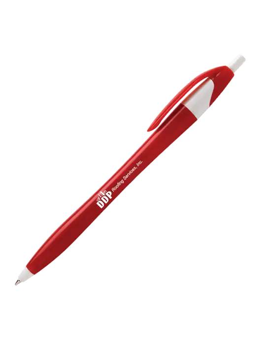 Novella Red/White Executive Pen - Blue Ink w/DDP Roofing Services Logo