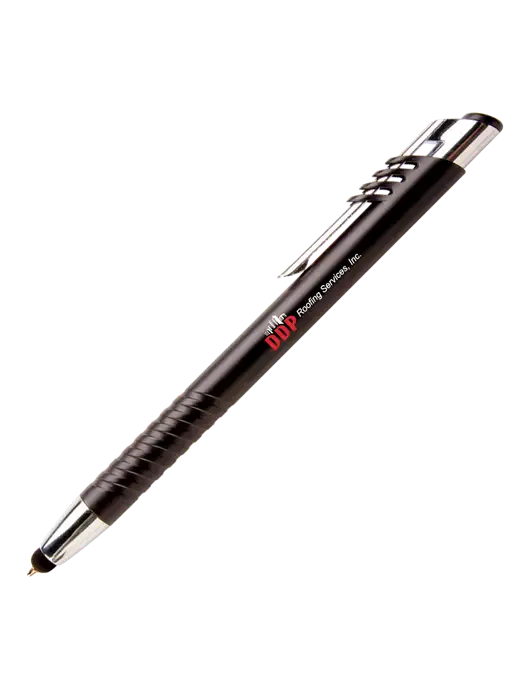 Schirhart Black Stylus Pen - Blue Ink w/DDP Roofing Services Logo