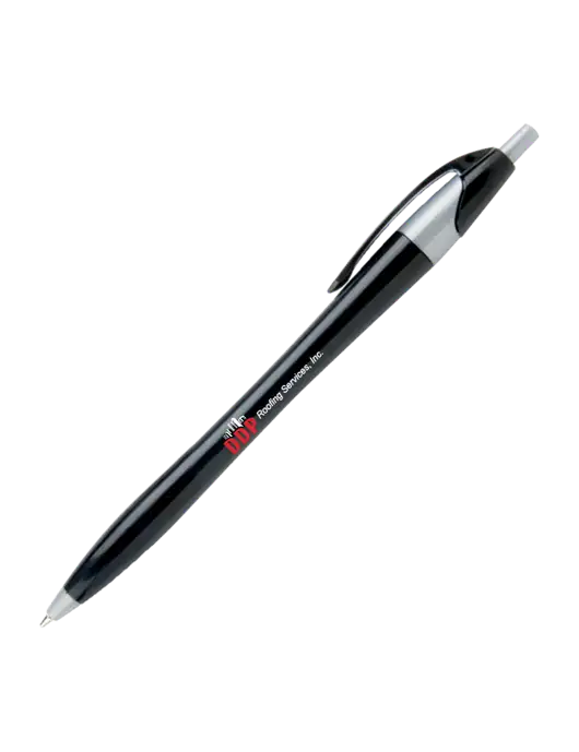 Novella Black/Silver Corporate Pen - Blue Ink w/DDP Roofing Services Logo