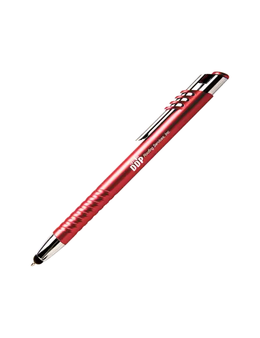 Schirhart Red Stylus Pen - Blue Ink w/DDP Roofing Services Logo