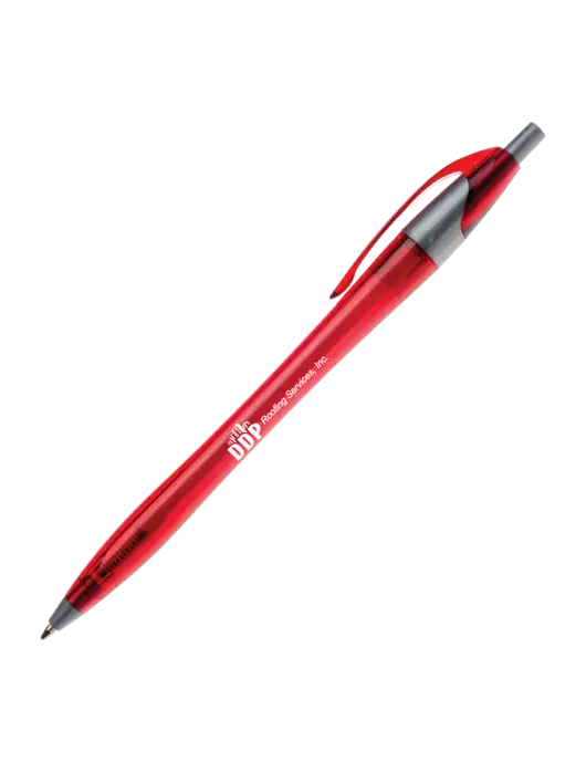 Novella Translucent Red/Silver Jewel Pen - Blue Ink w/DDP Roofing Services Logo
