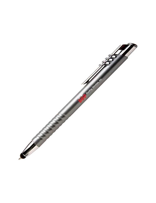 Schirhart Grey Stylus Pen - Blue Ink w/DDP Roofing Services Logo
