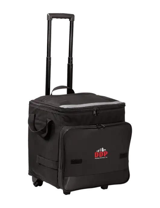 Black Rolling Cooler w/DDP Roofing Services Logo