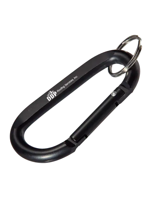 Black Carabiner & Key Ring w/DDP Roofing Services Logo