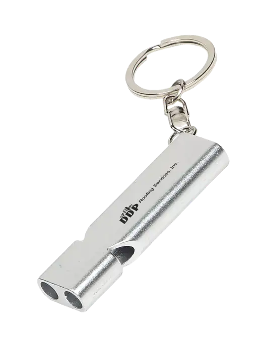 Quick Alert Silver Safety Whistle w/DDP Roofing Services Logo