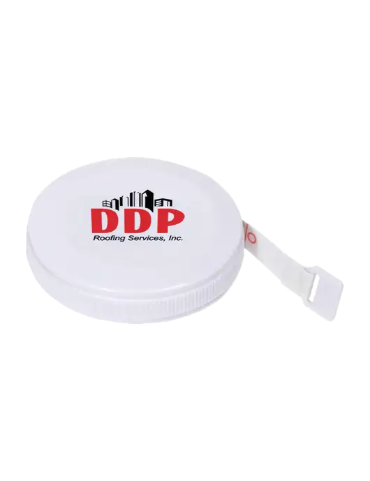 White Round Tape Measure w/DDP Roofing Services Logo