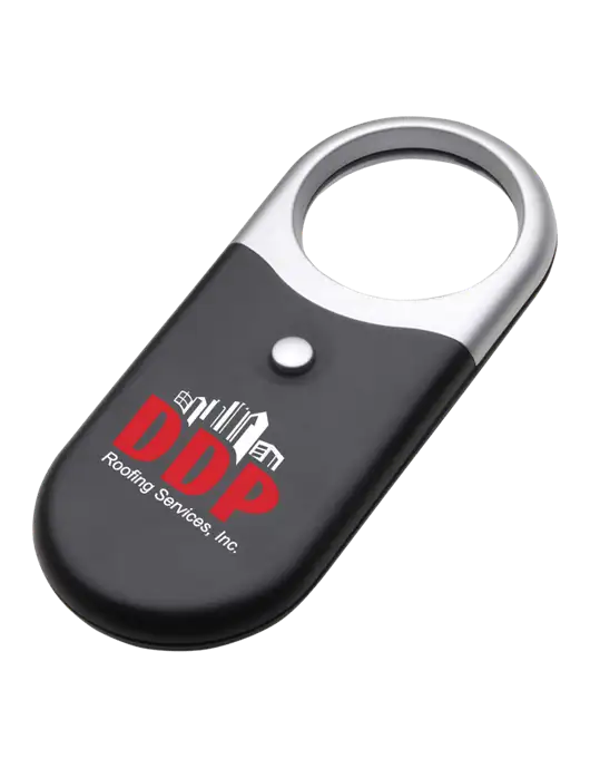 Compact Black Magnifier Light w/DDP Roofing Services Logo