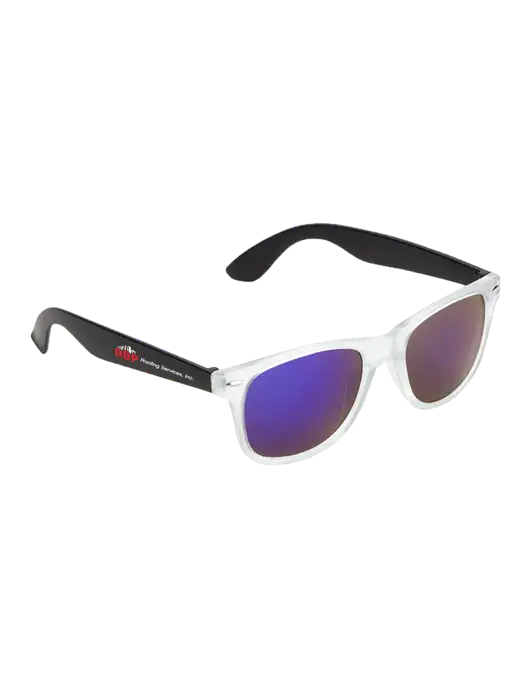 Key West Black Mirrored Sunglasses w/DDP Roofing Services Logo