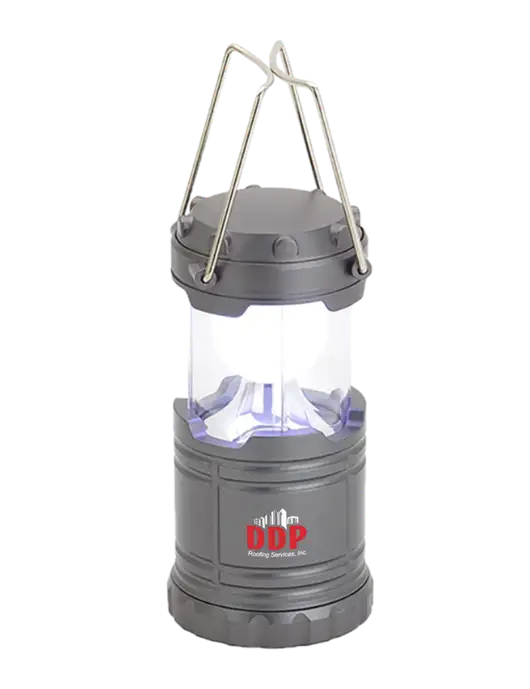Gunmetal Mini Retro Lantern w/DDP Roofing Services Logo