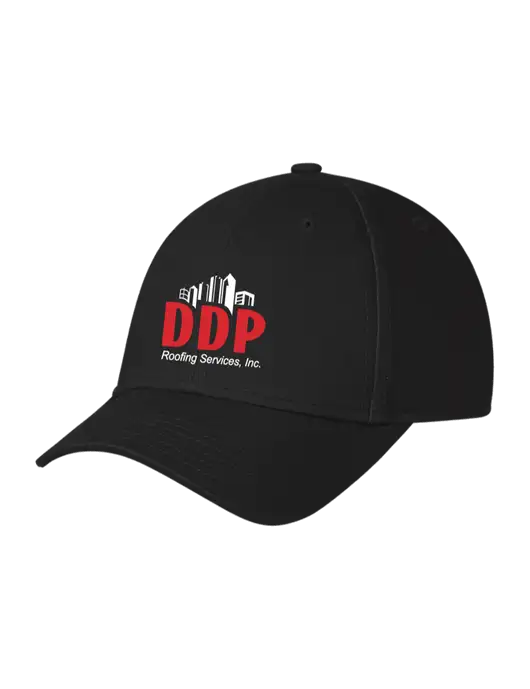 Black Structured Cap Hook & Loop w/DDP Roofing Services Logo