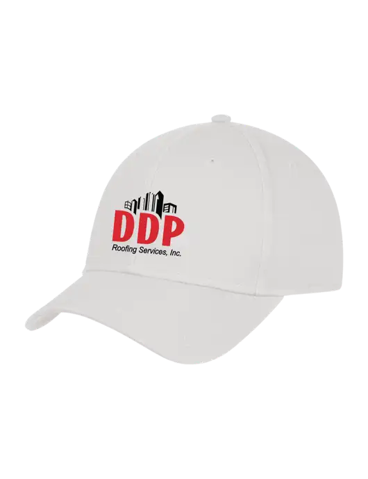 White Structured Cap Hook & Loop w/DDP Roofing Services Logo