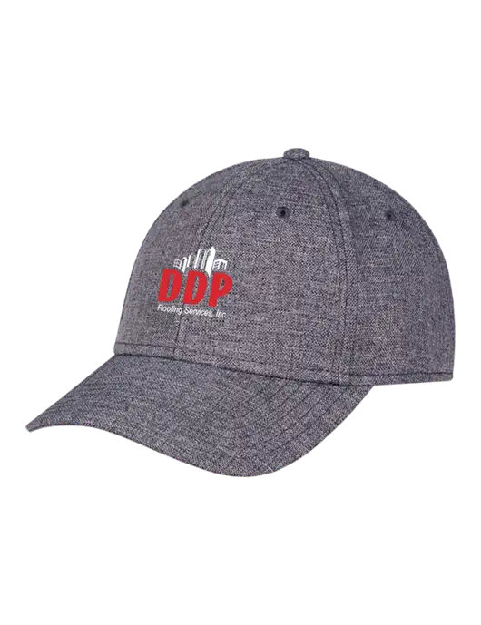 Heather Charcoal Structured Linen Look Cap Hook & Loop w/DDP Roofing Services Logo