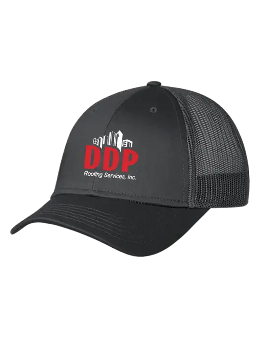 Charcoal Mesh Trucker Cap Snap Back w/DDP Roofing Services Logo
