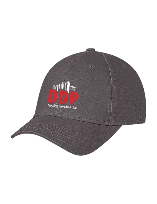 Medium Dark Grey Structured Soft Snap Closure Hook & Loop Cap w/DDP Roofing Services Logo