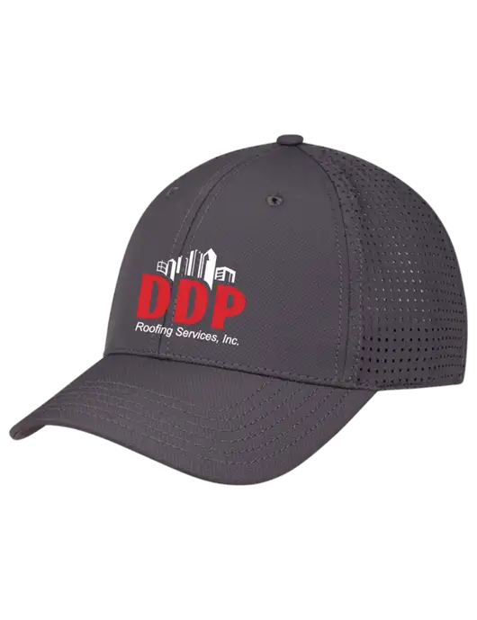 Charcoal Performance Stretchable Cap Hook & Loop w/DDP Roofing Services Logo