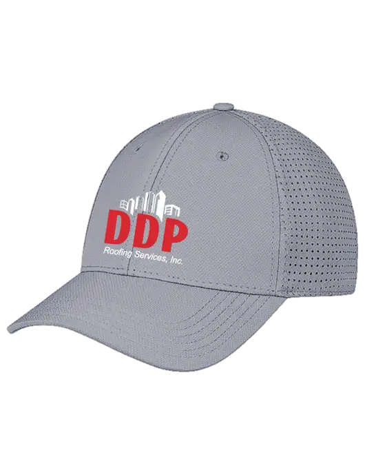 Grey Performance Stretchable Cap Hook & Loop w/DDP Roofing Services Logo