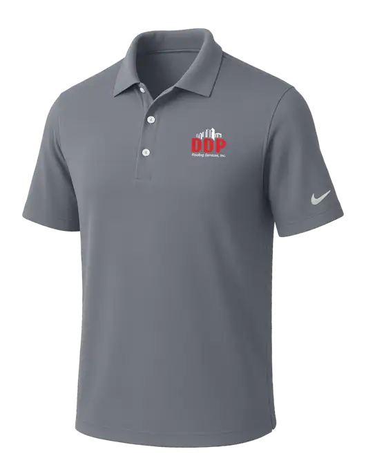 NIKE Medium Grey Dri-Fit Micro Pique Polo w/DDP Roofing Services Logo