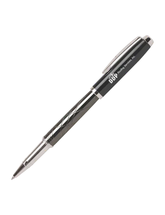 Modernist Black Rollerball Pen - Black Ink w/DDP Roofing Services Logo