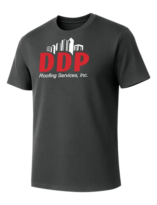 Allmade Charcoal Grey Organic Cotton Tee w/DDP Roofing Services Logo