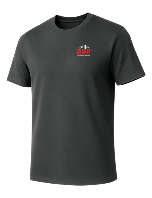 Allmade Charcoal Grey Organic Cotton Tee w/DDP Roofing Services Logo