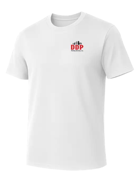 Allmade Bright White Organic Cotton Tee w/DDP Roofing Services Logo